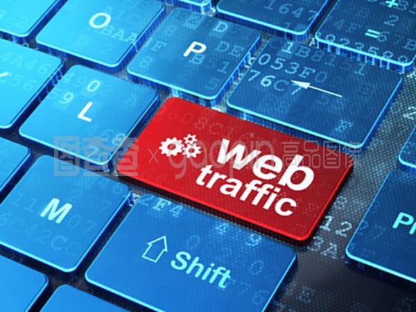 計算機鍵盤上的網(wǎng)絡(luò)開發(fā)概念齒輪和網(wǎng)絡(luò)流量