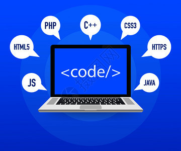 以膝上型和虛擬屏幕制作網站和應用程序軟件編html5和ph代碼矢量背景演示編程代碼ph開發(fā)編概念網站開發(fā)和應用程序軟件編使用膝上